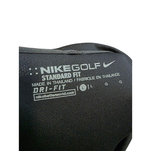 Nike Shirt Mens Large Black Striped Polo Dri Fit Performance Golf Logo Read - Picture 6 of 8